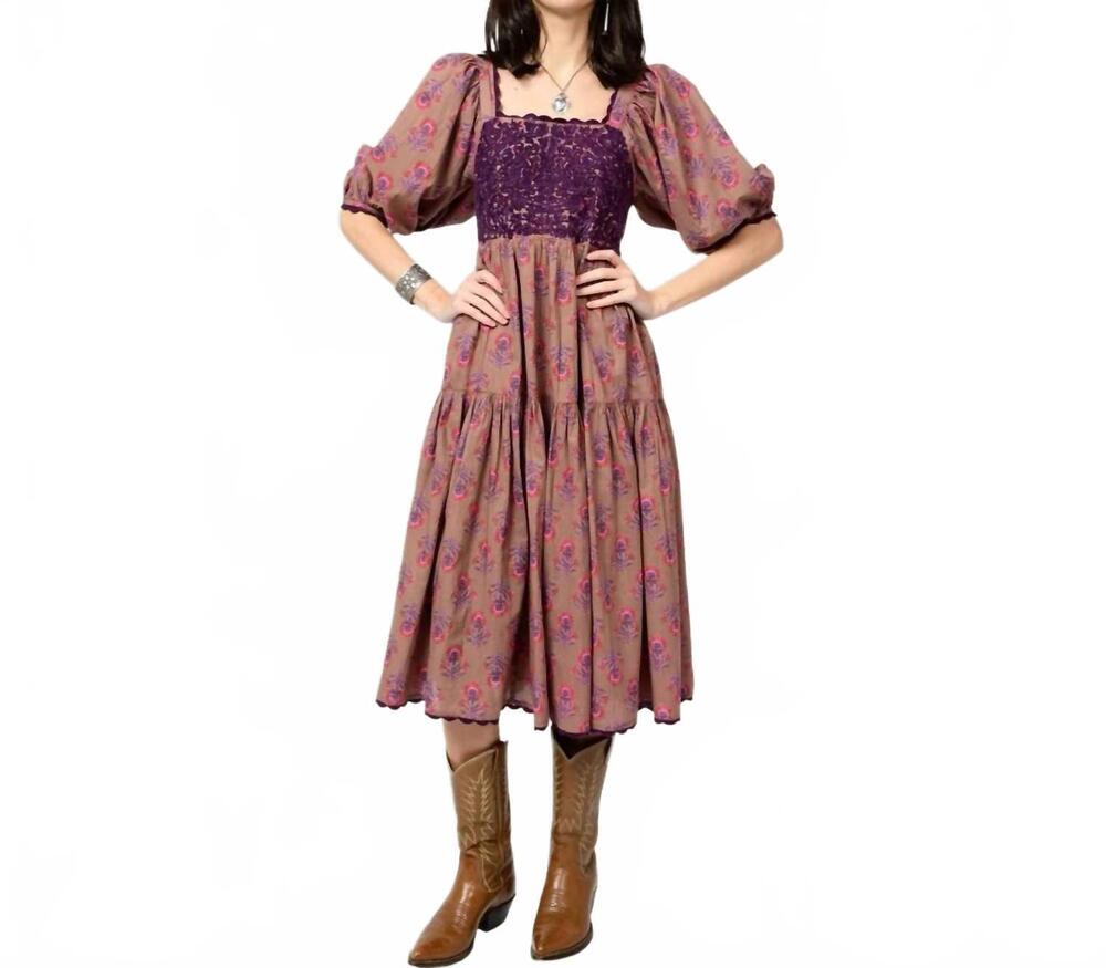 NEW SISTER MARY harvest bloom smocked dress in purple